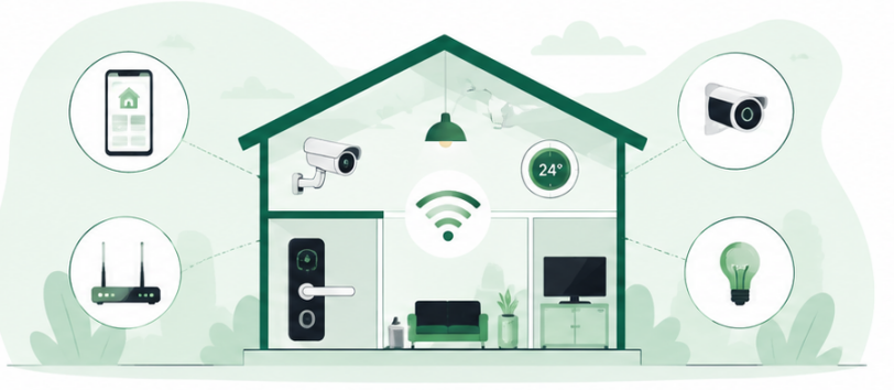 Smart home devices connected via mobile app