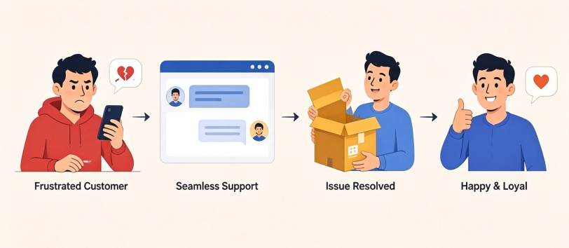 Customer journey from frustration to loyalty via seamless support