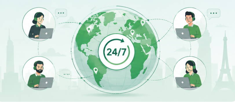Global 24/7 multilingual technical support network
