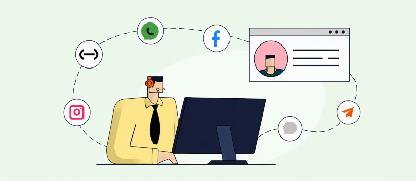 Customer support agent managing omnichannel communications
