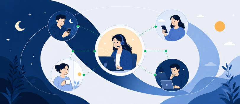24/7 live customer service connects customers across time zones