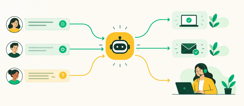 Customer support automation routing routine requests to human agents