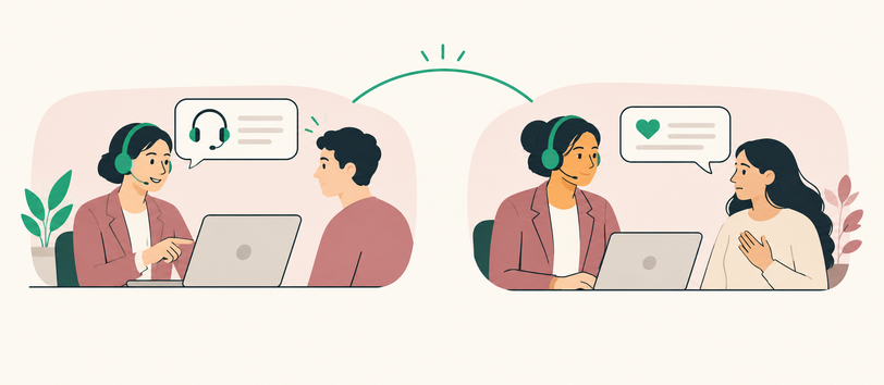 Customer support and customer care roles working together