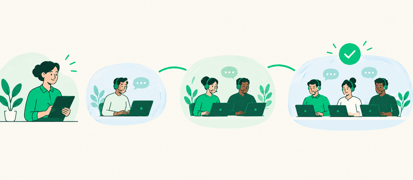Controlled customer support transition with quality monitoring