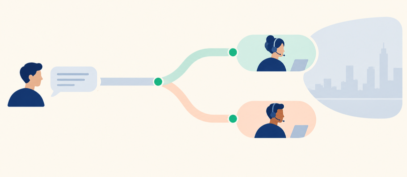 Social support team routing public comments and private customer cases