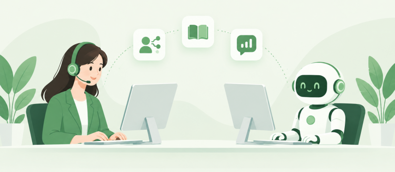 AI and human agents collaborating on customer care service outsourcing