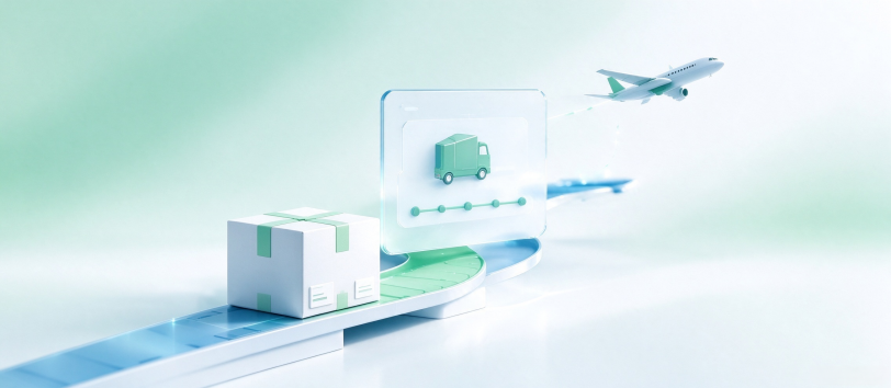 Ecommerce customer service and package delivery logistics illustration for peak season